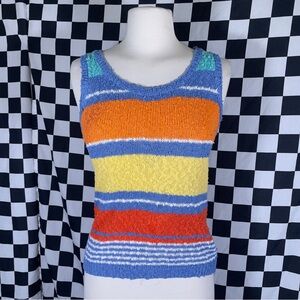 Vintage knit style color block tank top